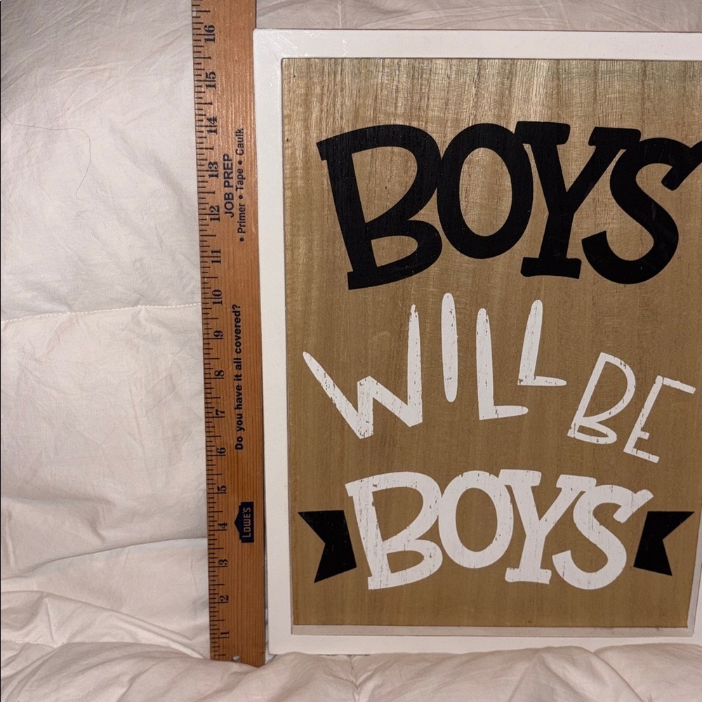 Boys will be boys wooden wall art picture new with tags - Picture 2 of 4